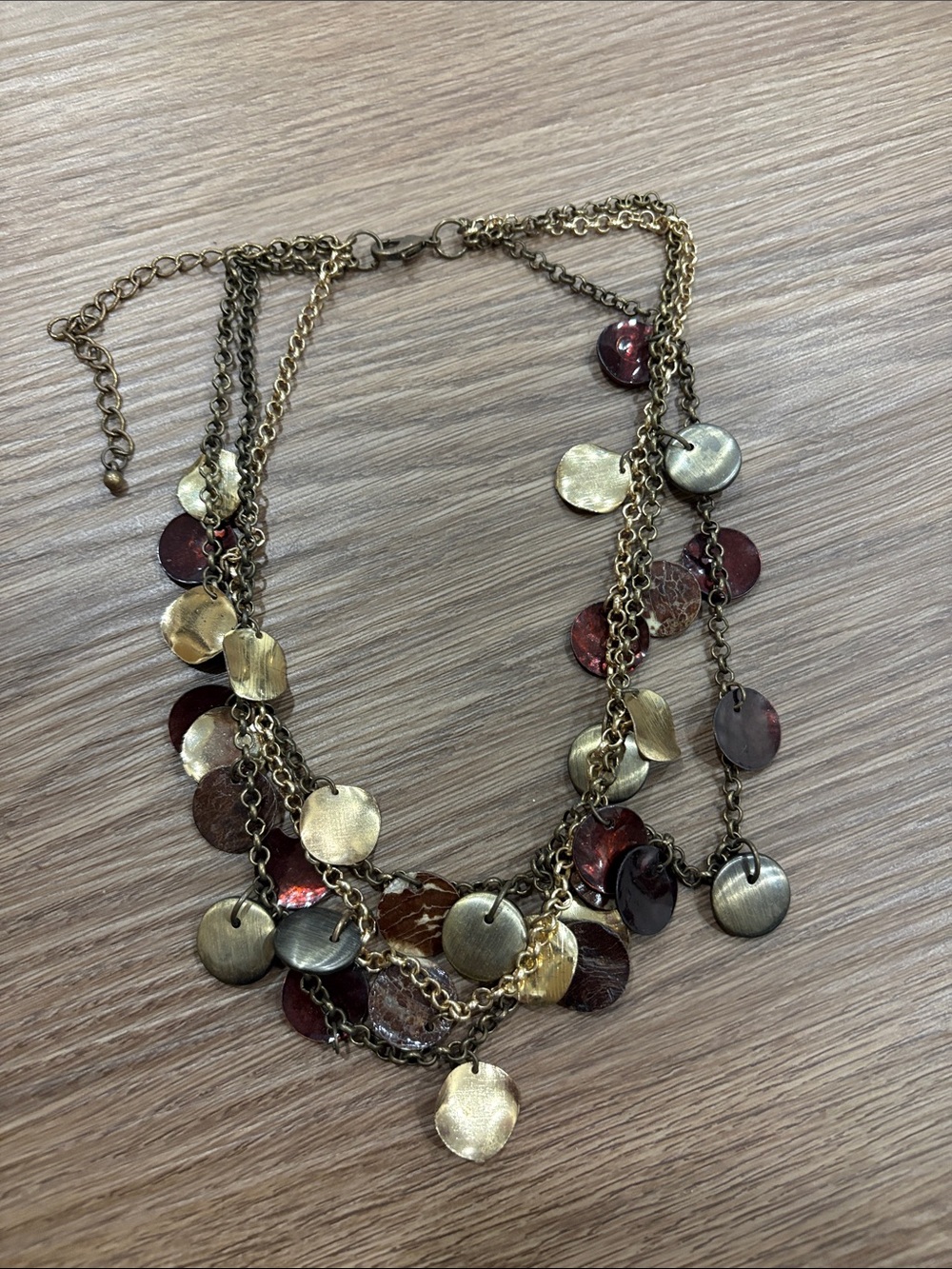 Unbranded Layered Necklace Womens OS‎ Gold Burgundy Good Boho Disc Multi-Chain